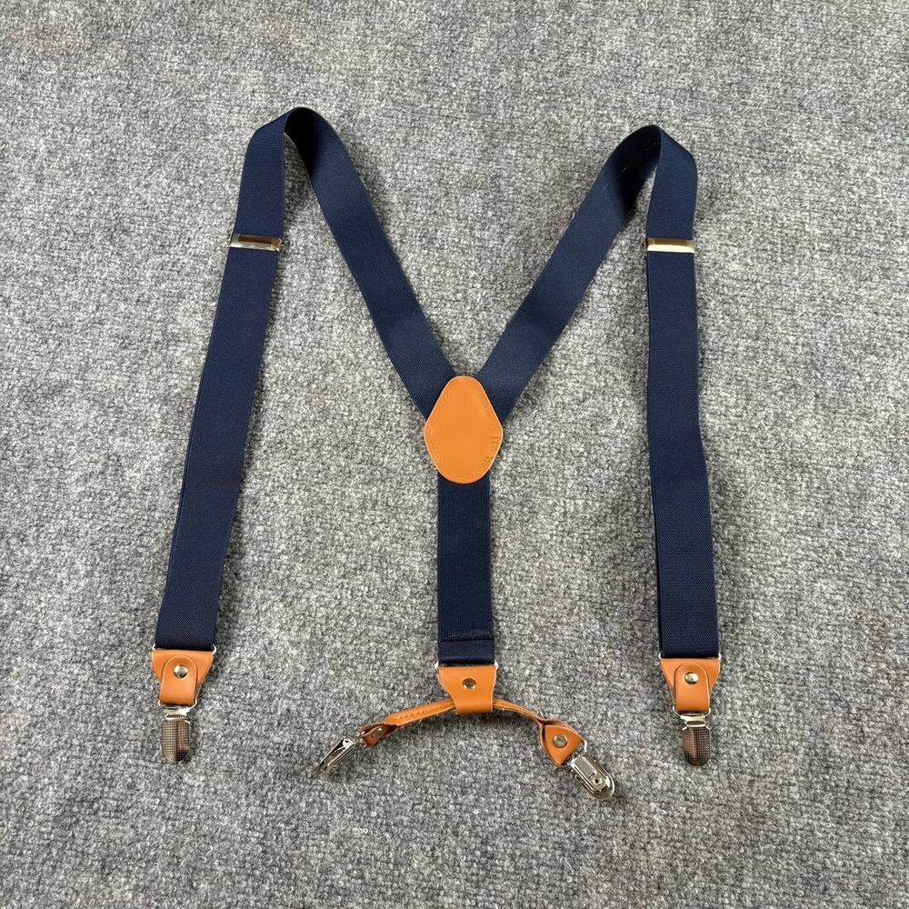 Suspenders Men's OS Navy Tan Y-Back Preppy Americana Dadcore Academic Office